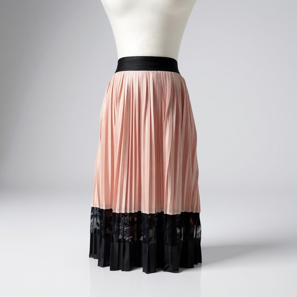 Lane Bryant Elegant Pink and Black Pleated Skirt